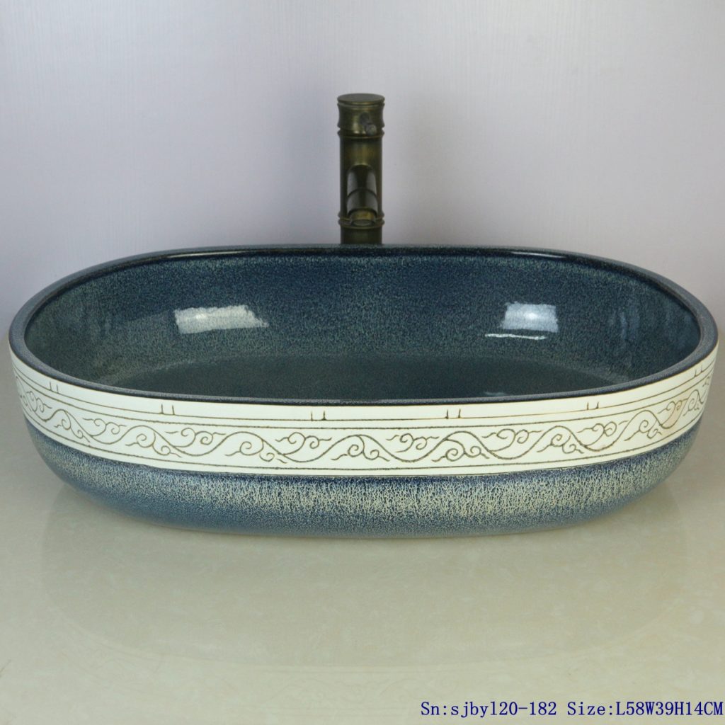 sjbyl20-182-描边图腾-1024x1024 sjby120-182 Jingdezhen edge drawing totem wash basin - shengjiang  ceramic  factory   porcelain art hand basin wash sink