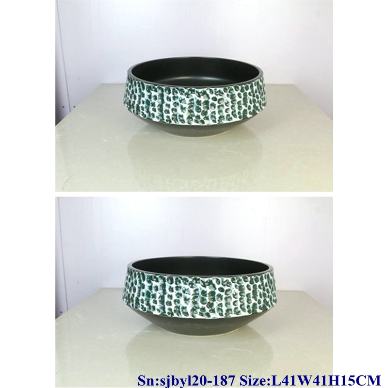 sjbyl20-187-绿青石85 sjby120-187 Jingdezhen Turquoise design washbasin - shengjiang  ceramic  factory   porcelain art hand basin wash sink