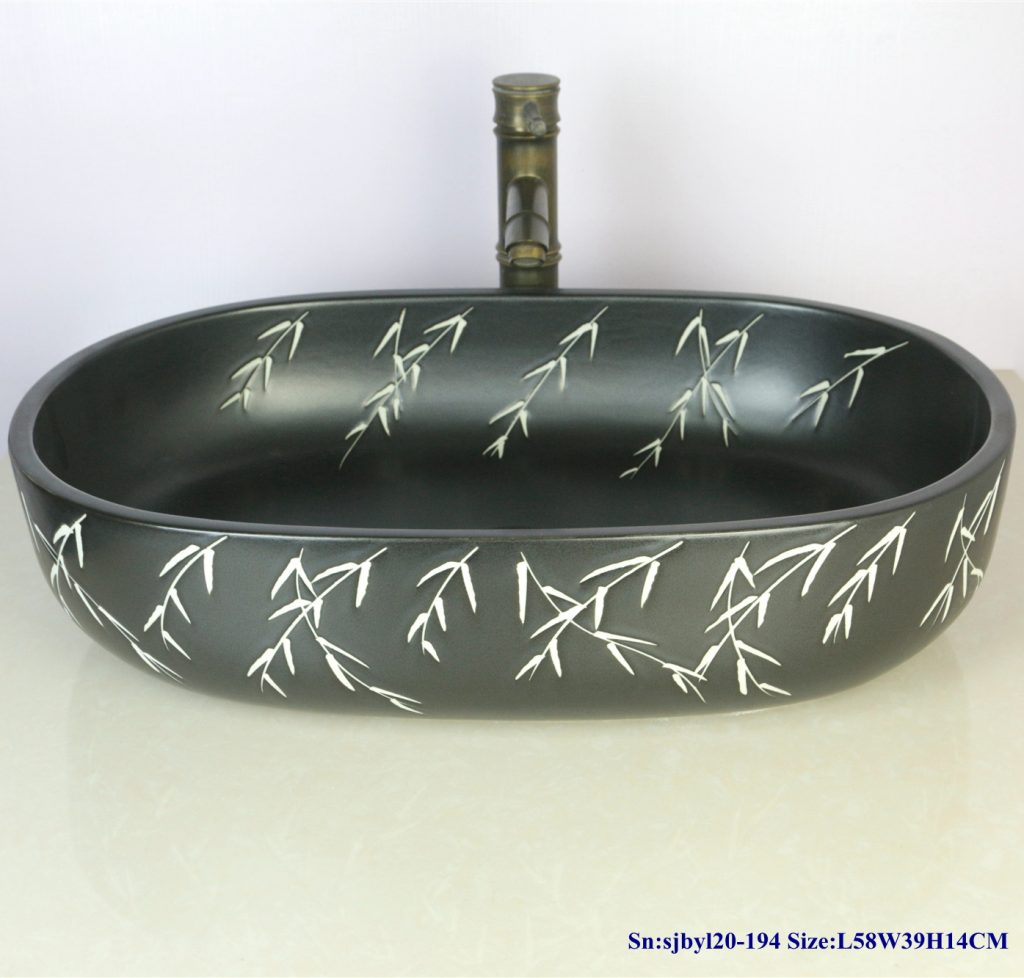 sjbyl20-194-柳叶-1024x978 sjby120-194 Hand painted washbasin with willow pattern in Jingdezhen - shengjiang  ceramic  factory   porcelain art hand basin wash sink