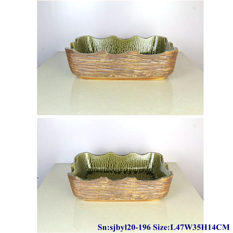sjbyl20-196-流沙盘 sjby120-196 Hand painted wash basin with Jingdezhen sand table pattern - shengjiang  ceramic  factory   porcelain art hand basin wash sink