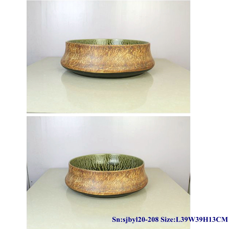 sjbyl20-208-黄泥森林 sjby120-208 Hand painted washbasin with Jingdezhen yellow mud forest pattern - shengjiang  ceramic  factory   porcelain art hand basin wash sink
