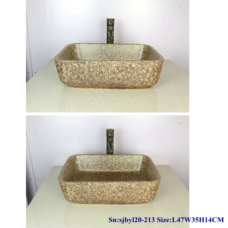 sjbyl20-213-红石岩刻 sjby120-213Jingdezhen handpainted red rock pattern washbasin - shengjiang  ceramic  factory   porcelain art hand basin wash sink