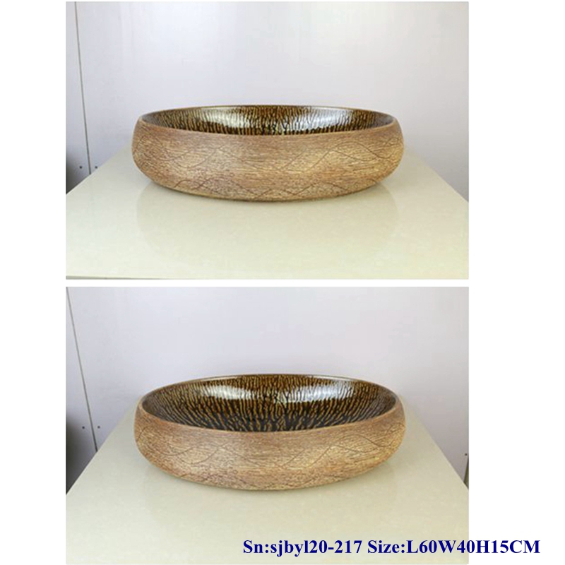 sjbyl20-217-黑森林波纹-1 sjby120-217 Jingdezhen Black Forest ripple pattern ceramic washbasin - shengjiang  ceramic  factory   porcelain art hand basin wash sink