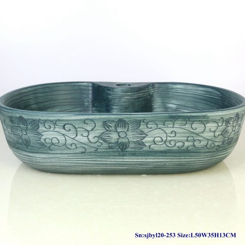 sjby120-253 Jingdezhen Hand painted ceramic washbasin with chrysanthemum petal pattern