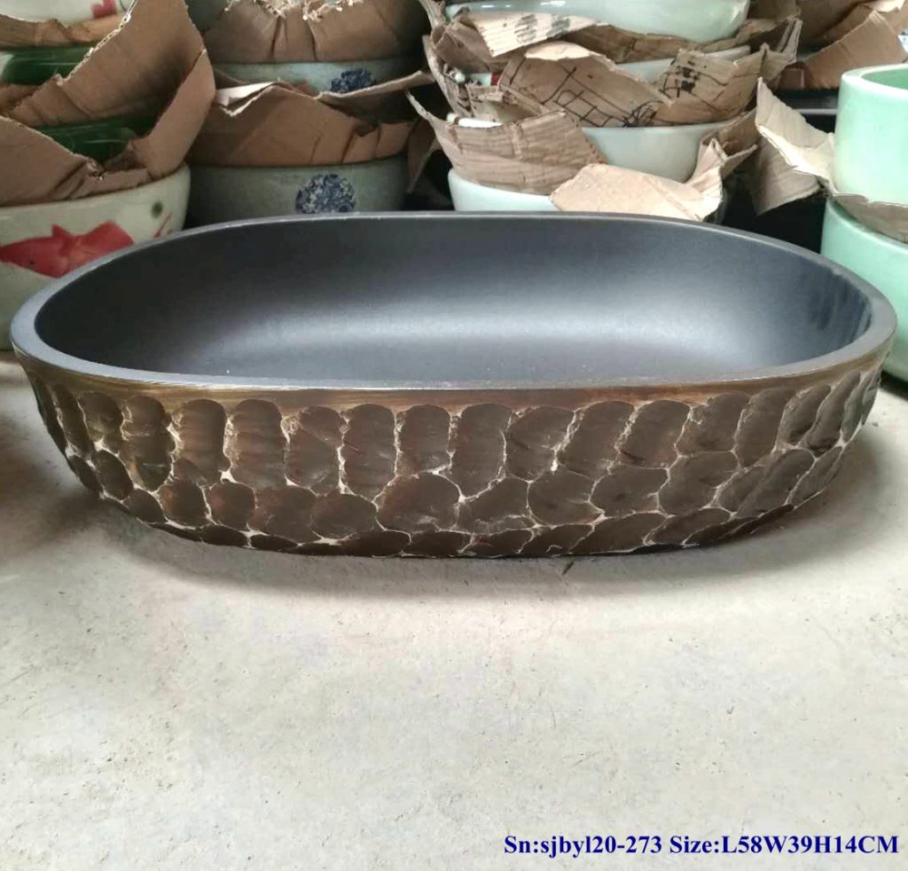 sjbyl20-273-（大椭圆）大岩刻-1024x982 sjby120-273 Jingdezhen Hand painted Stone carved ceramic washbasin - shengjiang  ceramic  factory   porcelain art hand basin wash sink