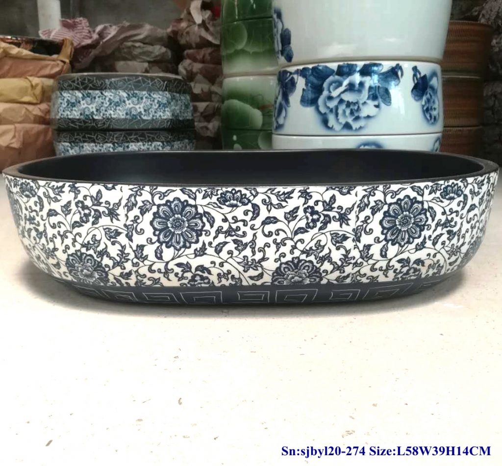 sjbyl20-274-（大椭圆）穿枝莲下回纹2-1024x951 sjby120-274 Jingdezhen Hand painted Ceramic washbasin with tattoo under lotus - shengjiang  ceramic  factory   porcelain art hand basin wash sink