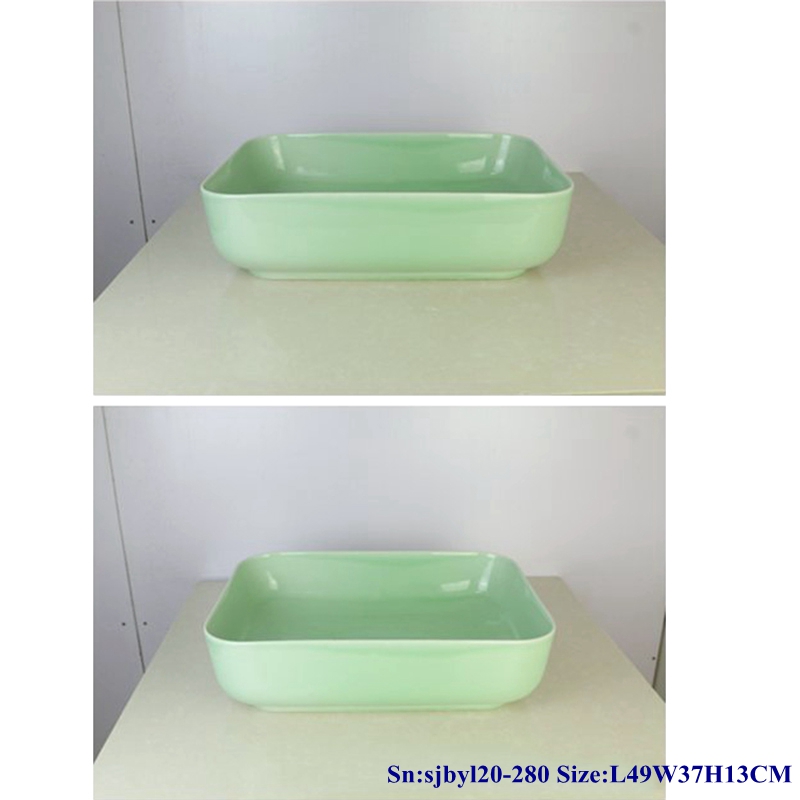 sjbyl20-280-玉青盆100 sjby120-280 Jingdezhen Hand painted Ceramic washbasin with jade green basin pattern - shengjiang  ceramic  factory   porcelain art hand basin wash sink