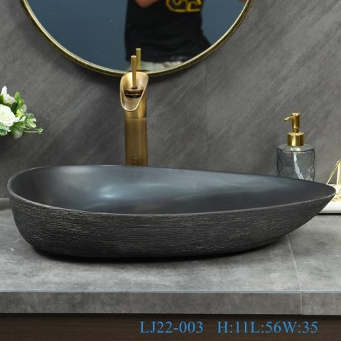 LJ22-003 Irregular shape Brown and Black Pattern  Washbasin Ceramic Bathroom Sink