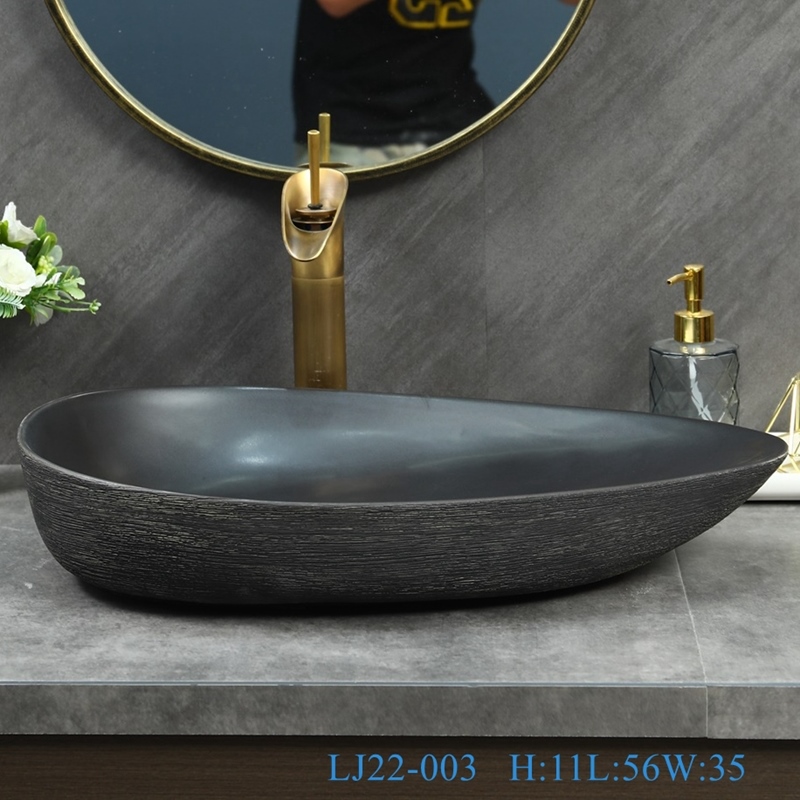 LJ22-003__6W5A8837-SNSIZE LJ22-003 Irregular shape Brown and Black Pattern  Washbasin Ceramic Bathroom Sink - shengjiang  ceramic  factory   porcelain art hand basin wash sink