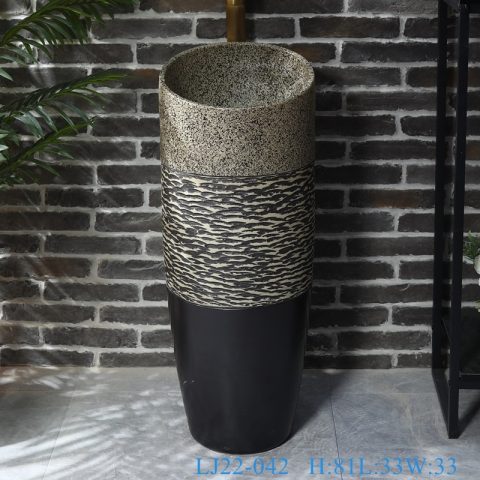 LJ22-042 Jingdezhen One-piece Bathroom Ceramic hand wash basin with Pedestal