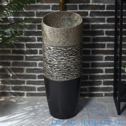 LJ22-042 Jingdezhen One-piece Bathroom Ceramic hand wash basin with Pedestal