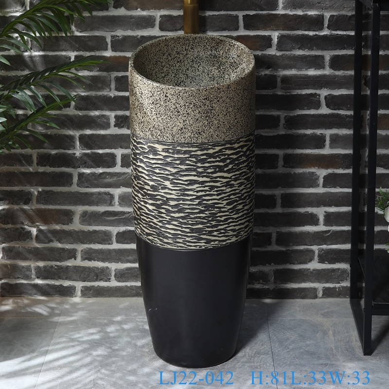 LJ22-042__6W5A8332-SNSIZE LJ22-042 Jingdezhen One-piece Bathroom Ceramic hand wash basin with Pedestal - shengjiang  ceramic  factory   porcelain art hand basin wash sink