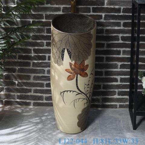 LJ22-044 Ceramic Sink Basin Pedestal Wash Basins Freestanding  For Bathroom Designs￼￼￼