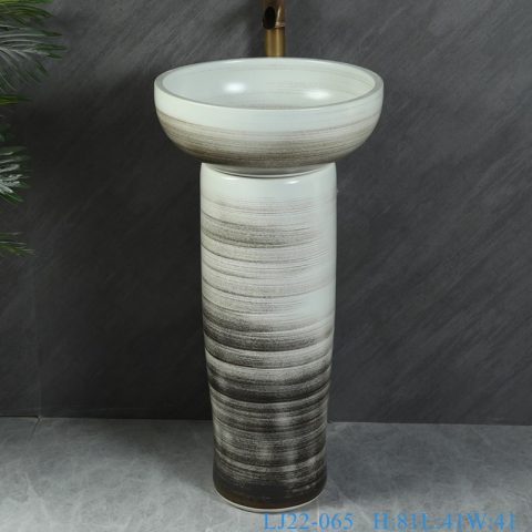 LJ22-065 Modern art lavabo design designer sink stand wash basin pedestal for home hotel Whirte Grey color Sanitary Wares