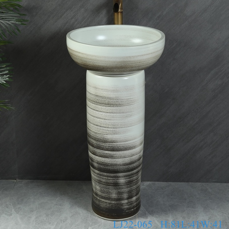 LJ22-065__6W5A6107-SNSIZE LJ22-065 Modern art lavabo design designer sink stand wash basin pedestal for home hotel Whirte Grey color Sanitary Wares - shengjiang  ceramic  factory   porcelain art hand basin wash sink