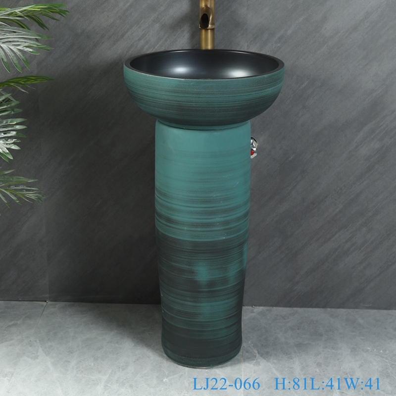 LJ22-066__6W5A6095-SNSIZE LJ22-066 2 pieces Blue pattern Bathroom sink wash basin stand  pedestal for home hotel Sanitary Wares - shengjiang  ceramic  factory   porcelain art hand basin wash sink