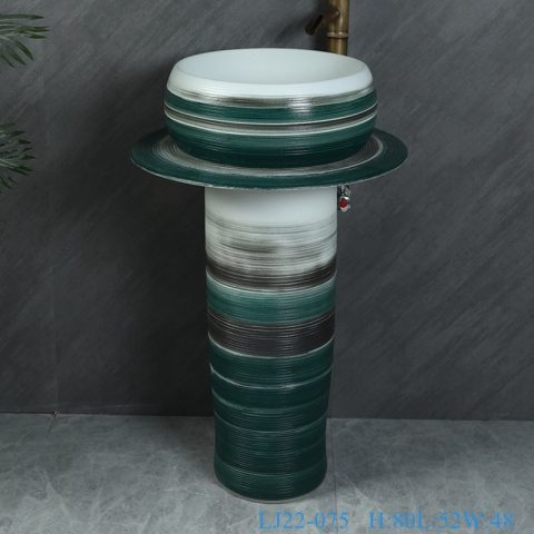 LJ22-075 3 pieces/set bathroom jingdezhen freestanding wash basin pedestal basin traditional design￼￼￼