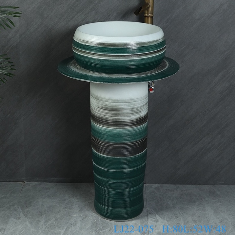 LJ22-075__6W5A5961-SNSIZE LJ22-075 3 pieces/set bathroom jingdezhen freestanding wash basin pedestal basin traditional design￼￼￼ - shengjiang  ceramic  factory   porcelain art hand basin wash sink