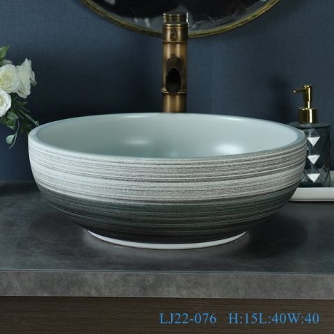 LJ22-076 Modern design bathroom above counter ceramic art wash face basin countertop round wash basin￼￼￼