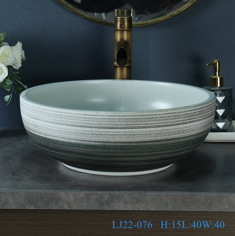 LJ22-076__6W5A5949-SNSIZE LJ22-076 Modern design bathroom above counter ceramic art wash face basin countertop round wash basin￼￼￼ - shengjiang  ceramic  factory   porcelain art hand basin wash sink