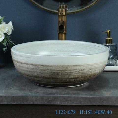 LJ22-078 Round Grey Color ceramic sanitary wares table counter top washbasin bathroom sink art basin hand wash basin￼￼￼
