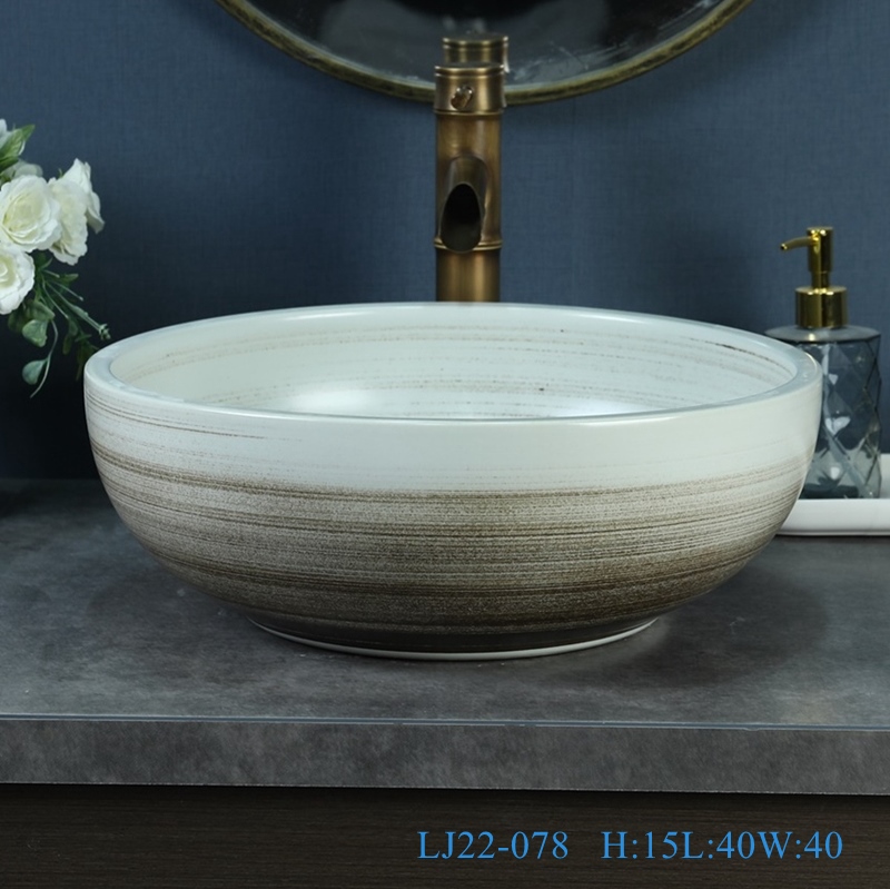 LJ22-078__6W5A5927-SNSIZE LJ22-078 Round Grey Color ceramic sanitary wares table counter top washbasin bathroom sink art basin hand wash basin￼￼￼ - shengjiang  ceramic  factory   porcelain art hand basin wash sink