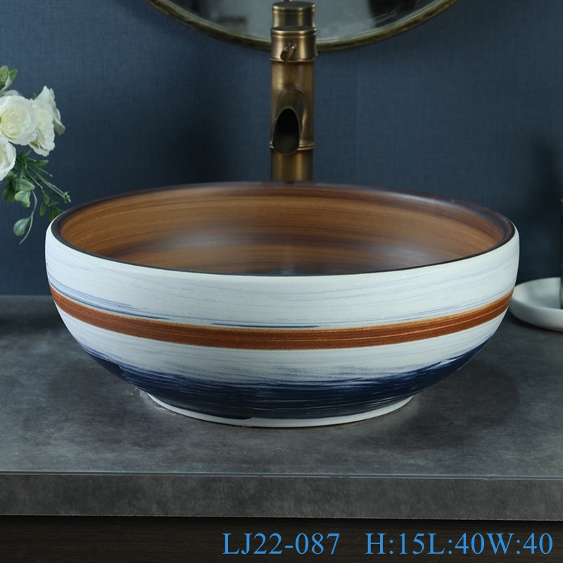 LJ22-087__6W5A5826-SNSIZE LJ22-086/LJ22-087 Jingdezhen Ceramic Bathroom Sink China Art Vintage Ceramic Basin Porcelain Wash Basin - shengjiang  ceramic  factory   porcelain art hand basin wash sink