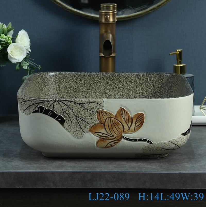 LJ22-089__6W5A5814-SNSIZE LJ22-089 Jingdezhen Chinese Lotus Pattern ceramic Hand wash basin Bathroom sink Counter top - shengjiang  ceramic  factory   porcelain art hand basin wash sink