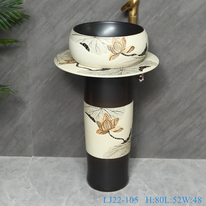 LJ22-105__6W5A5661-SNSIZE LJ22-105  Vintage Lotus Carved  Sanitary Wares Bathroom Modern Design Ceramic Hand Wash Basin - shengjiang  ceramic  factory   porcelain art hand basin wash sink