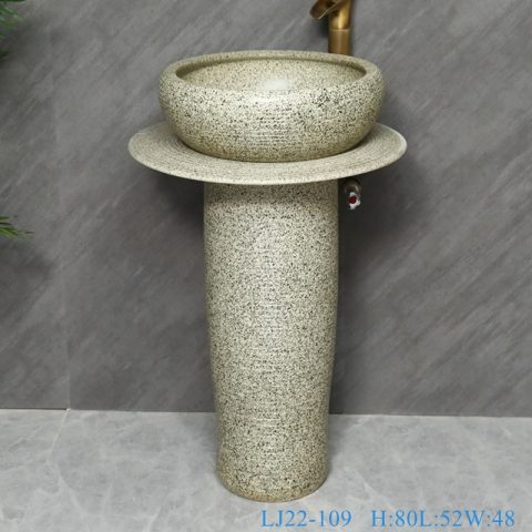LJ22-109  Jingdezhen Porcelain Pedestal Wash Basin Art Ceramic Basin Freestanding Color Grey Hand washing Basin￼