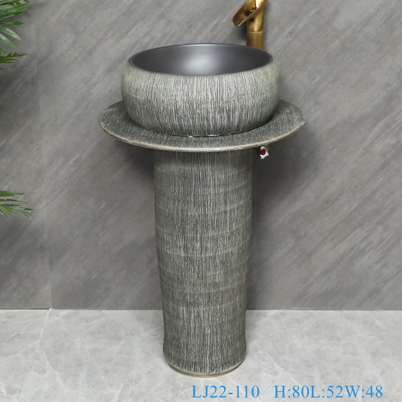 LJ22-110__6W5A5595-SNSIZE LJ22-110  Jingdezhen Grey pattern ceramic pedestal wash basin Stand ceramic basin - shengjiang  ceramic  factory   porcelain art hand basin wash sink
