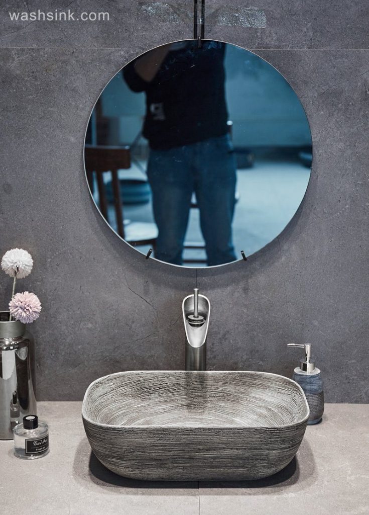 LJ24-001-BQ0A2808-735x1024 LJ24-001   Jingdezhen shengjiang factory Gray and white stripes rectangular   wash sink    2024 new - shengjiang  ceramic  factory   porcelain art hand basin wash sink