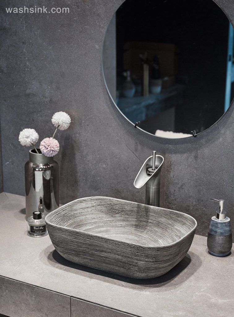 LJ24-001-BQ0A2810-756x1024 LJ24-001   Jingdezhen shengjiang factory Gray and white stripes rectangular   wash sink    2024 new - shengjiang  ceramic  factory   porcelain art hand basin wash sink