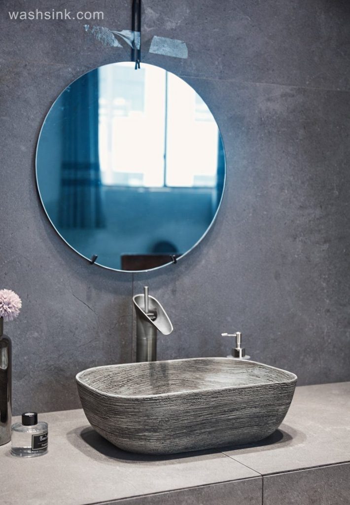 LJ24-001-BQ0A2815-710x1024 LJ24-001   Jingdezhen shengjiang factory Gray and white stripes rectangular   wash sink    2024 new - shengjiang  ceramic  factory   porcelain art hand basin wash sink