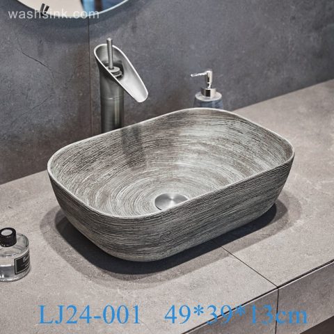 LJ24-001   Jingdezhen shengjiang factory Gray and white stripes rectangular   wash sink    2024 new