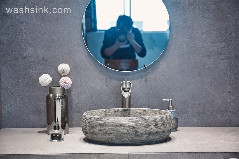 LJ24-004-BQ0A2867 LJ24-004  Delicate colors Goose egg bathroom mall ceramic wash basin  2024 new - shengjiang  ceramic  factory   porcelain art hand basin wash sink