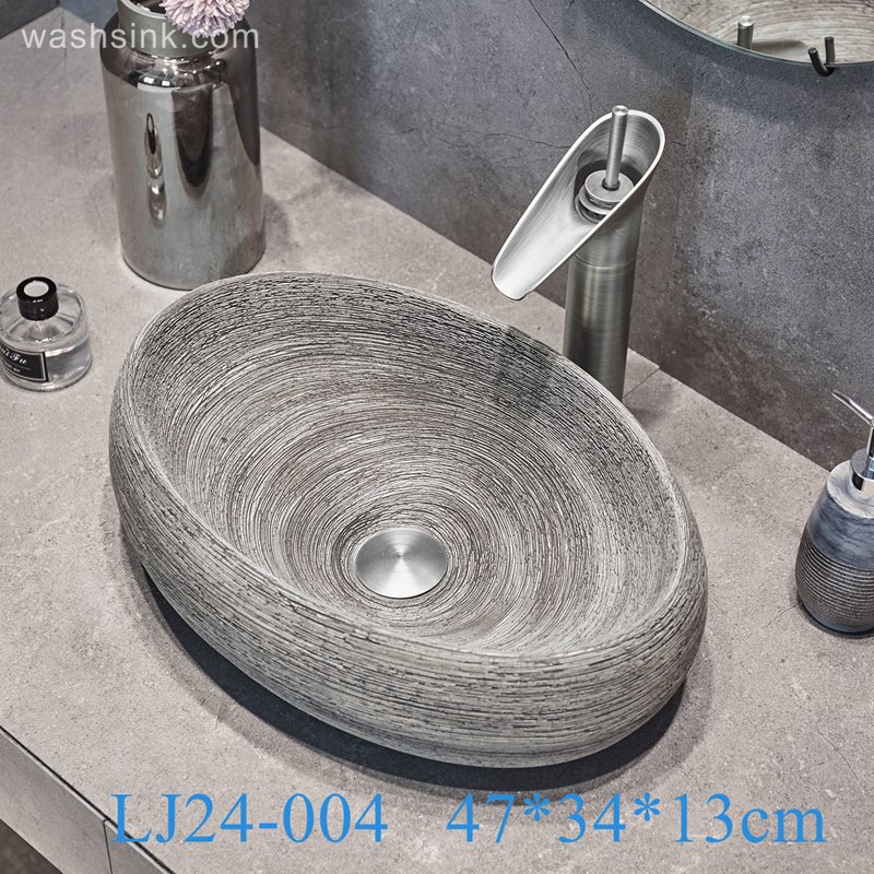 LJ24-004-BQ0A2875 LJ24-004  Delicate colors Goose egg bathroom mall ceramic wash basin  2024 new - shengjiang  ceramic  factory   porcelain art hand basin wash sink