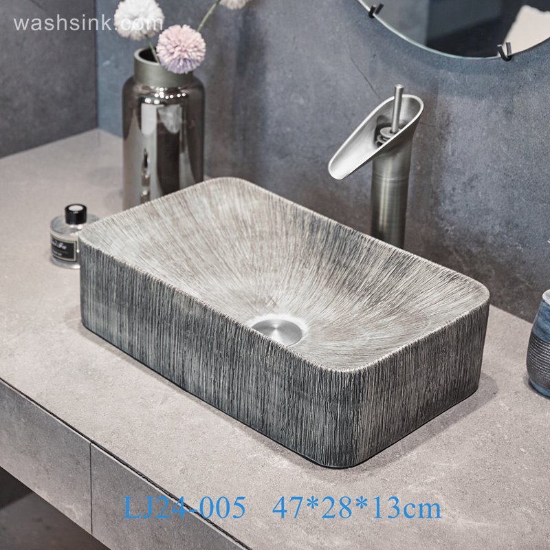 LJ24-005-BQ0A2888 LJ24-006  2024 New classic color square decoration ceramic wash basin - shengjiang  ceramic  factory   porcelain art hand basin wash sink