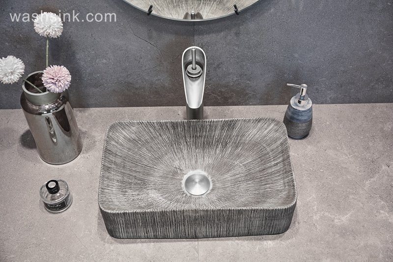 LJ24-005-BQ0A2891 LJ24-006  2024 New classic color square decoration ceramic wash basin - shengjiang  ceramic  factory   porcelain art hand basin wash sink