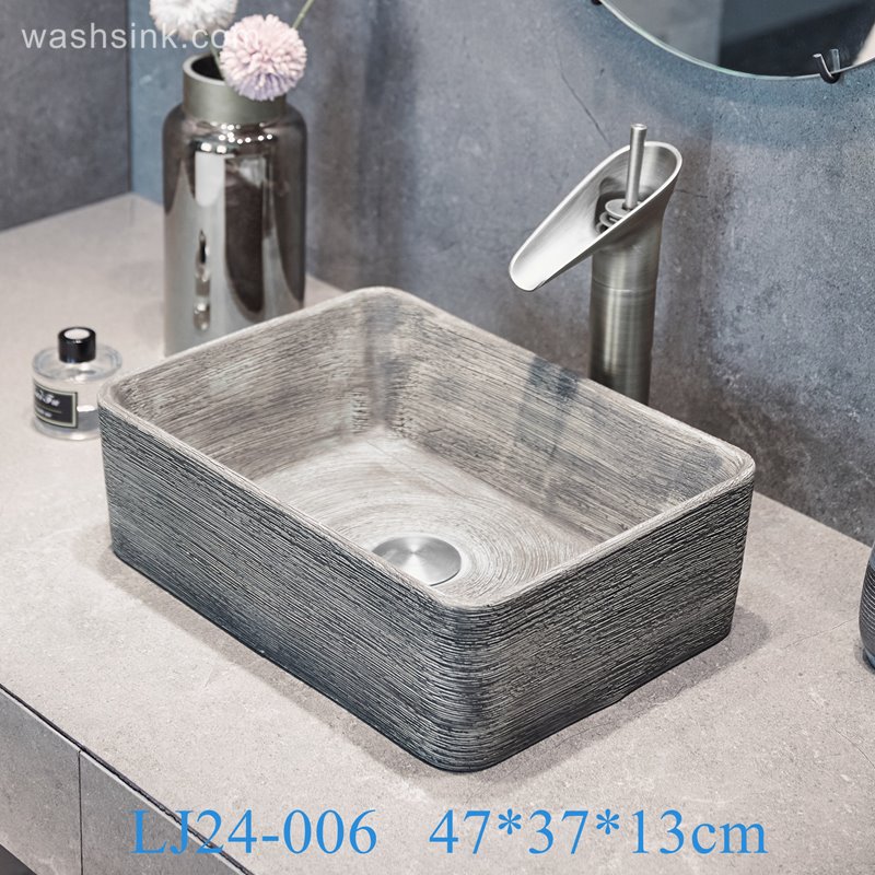 LJ24-006-BQ0A2922 LJ24-006  2024 New classic color square decoration ceramic wash basin - shengjiang  ceramic  factory   porcelain art hand basin wash sink