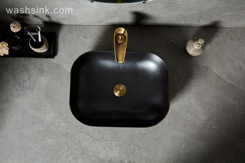 LJ24-014-BQ0A8748 LJ24-0014  Modern Porcelain Above Counter Gray and Black Ceramic Bathroom Vessel Sink - shengjiang  ceramic  factory   porcelain art hand basin wash sink