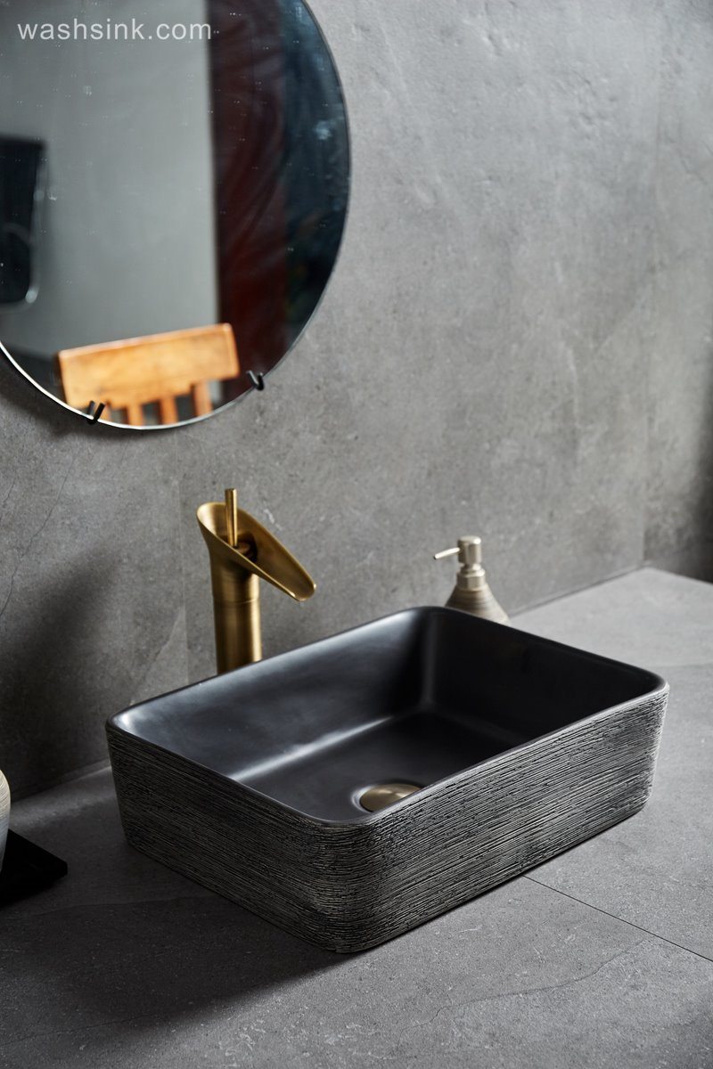 LJ24-016-BQ0A8865 LJ24-0016  2024 Rectangular design beautiful simple ceramic sink - shengjiang  ceramic  factory   porcelain art hand basin wash sink