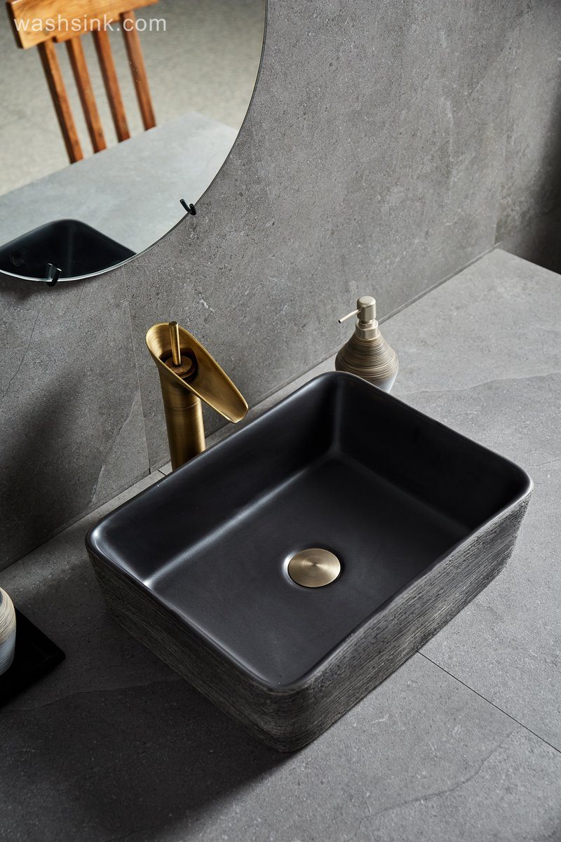 LJ24-016-BQ0A8866 LJ24-0016  2024 Rectangular design beautiful simple ceramic sink - shengjiang  ceramic  factory   porcelain art hand basin wash sink