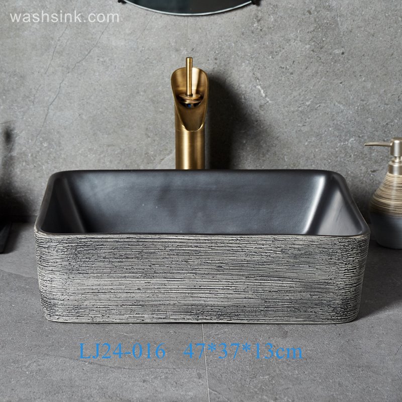 LJ24-016-BQ0A8869 LJ24-0016  2024 Rectangular design beautiful simple ceramic sink - shengjiang  ceramic  factory   porcelain art hand basin wash sink