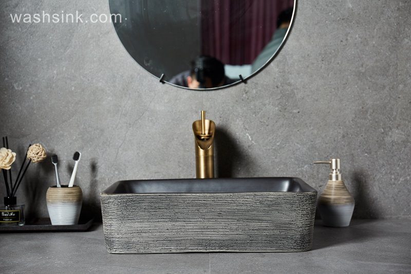 LJ24-016-BQ0A8870 LJ24-0016  2024 Rectangular design beautiful simple ceramic sink - shengjiang  ceramic  factory   porcelain art hand basin wash sink