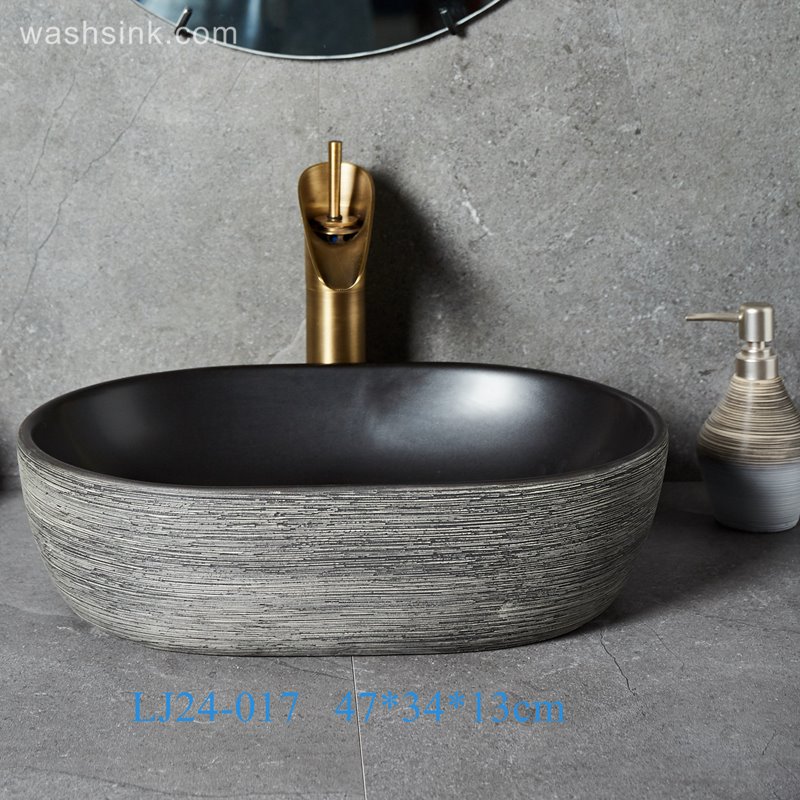 LJ24-017-BQ0A8882 LJ24-0017 Classic color unique shape simple generous home furnishing ceramic wash basin - shengjiang  ceramic  factory   porcelain art hand basin wash sink