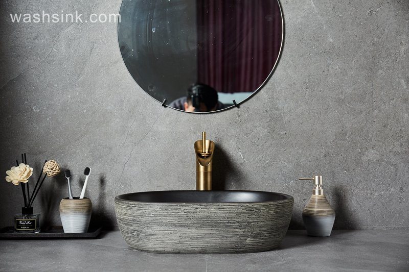 LJ24-017-BQ0A8883 LJ24-0017 Classic color unique shape simple generous home furnishing ceramic wash basin - shengjiang  ceramic  factory   porcelain art hand basin wash sink