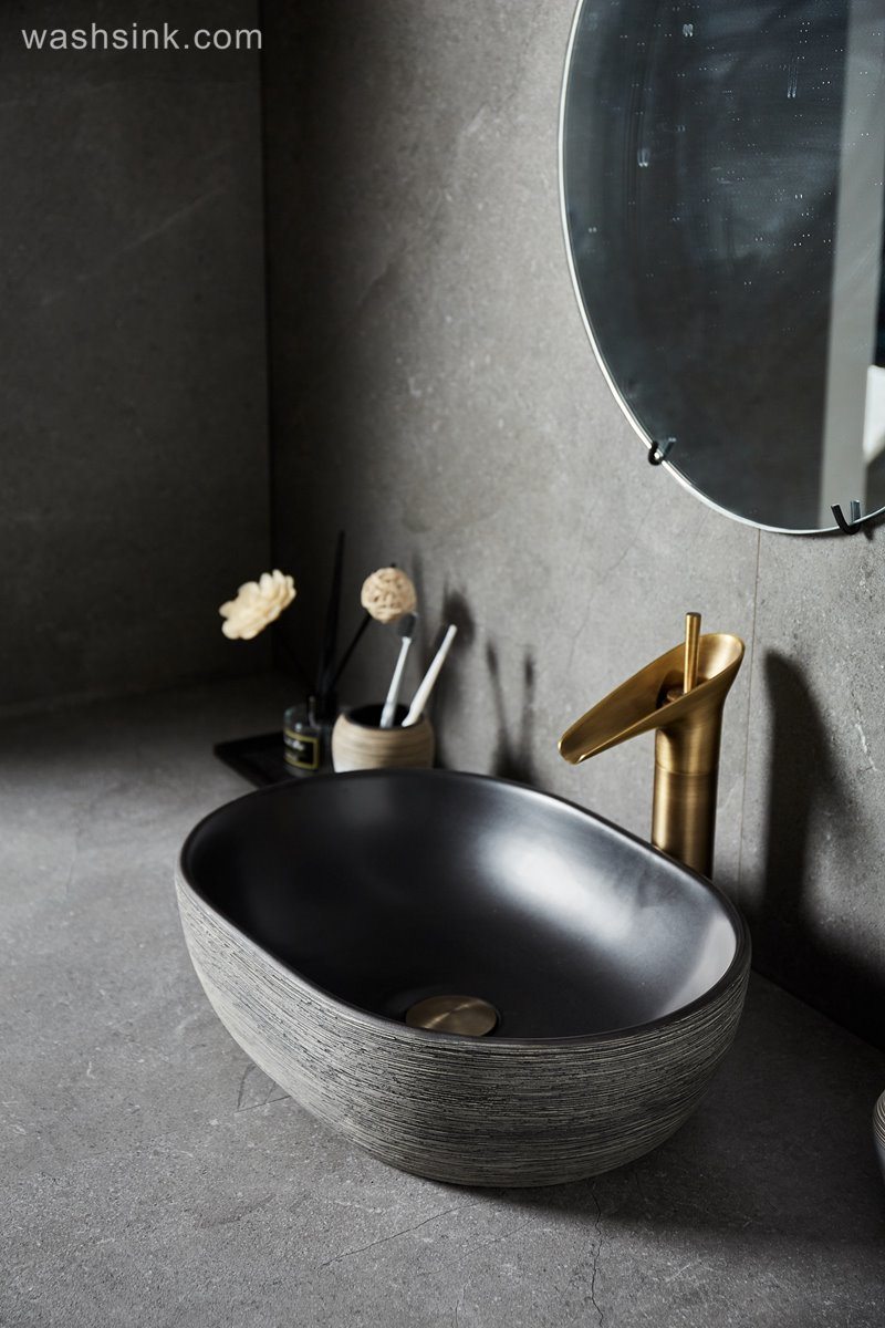 LJ24-017-BQ0A8888 LJ24-0017 Classic color unique shape simple generous home furnishing ceramic wash basin - shengjiang  ceramic  factory   porcelain art hand basin wash sink