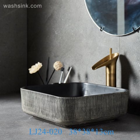 LJ24-0020 Modern simple design black gray square bathroom sink home decoration