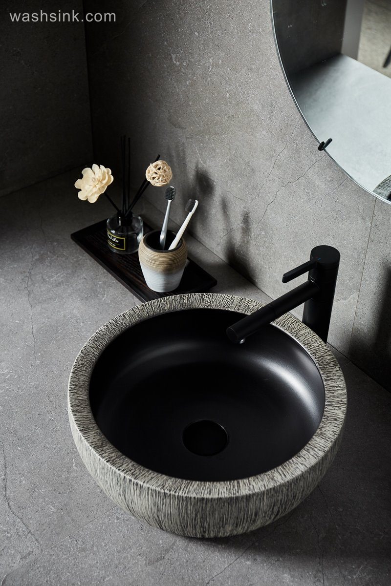 LJ24-021-BQ0A8643 LJ24-0021 Modern Countertop Basin Bathroom Wash Basin Plug Black Ceramic - shengjiang  ceramic  factory   porcelain art hand basin wash sink